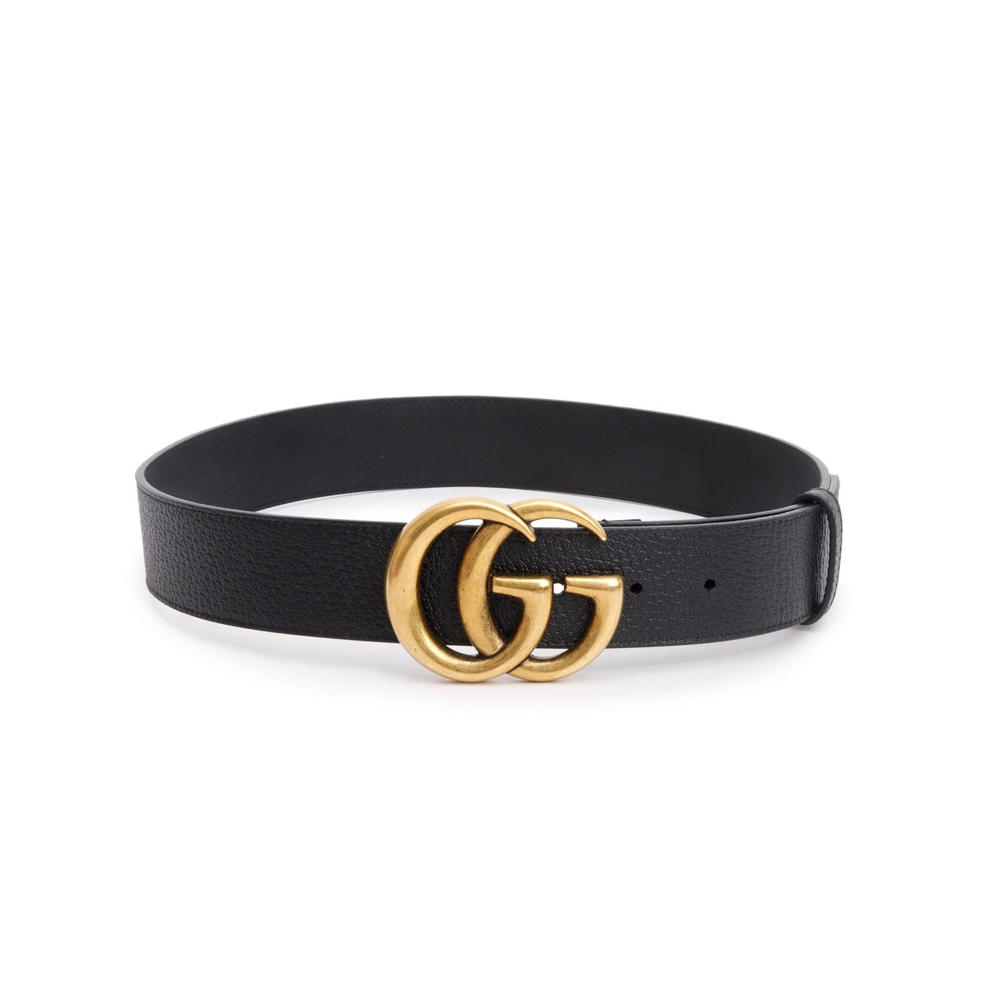 Gucci Black Leather GG Marmont Wide Belt with Interlocking G Buckle, 85 34