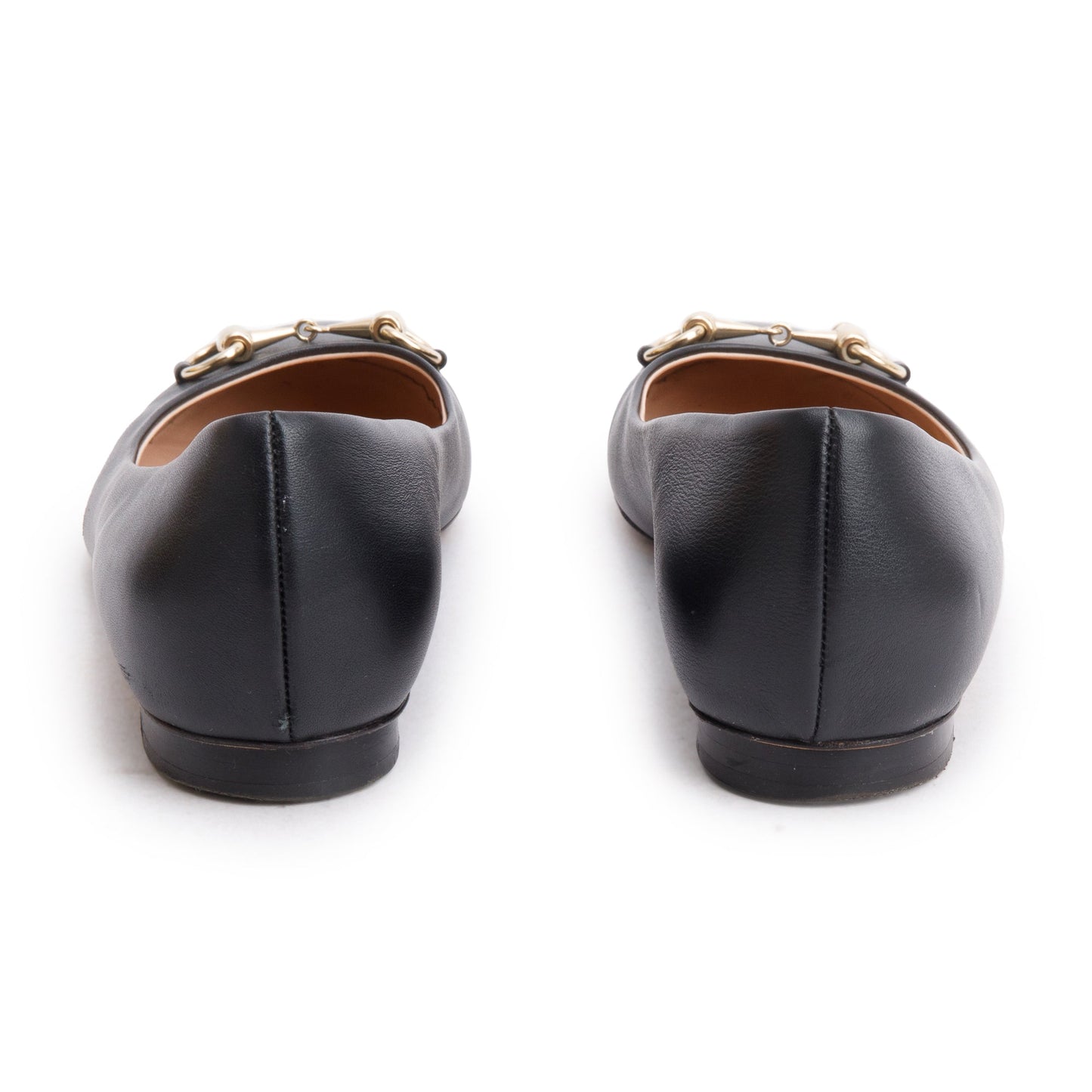 Gucci Black Leather Horsebit Accent Ballet Flats, Size 37.5