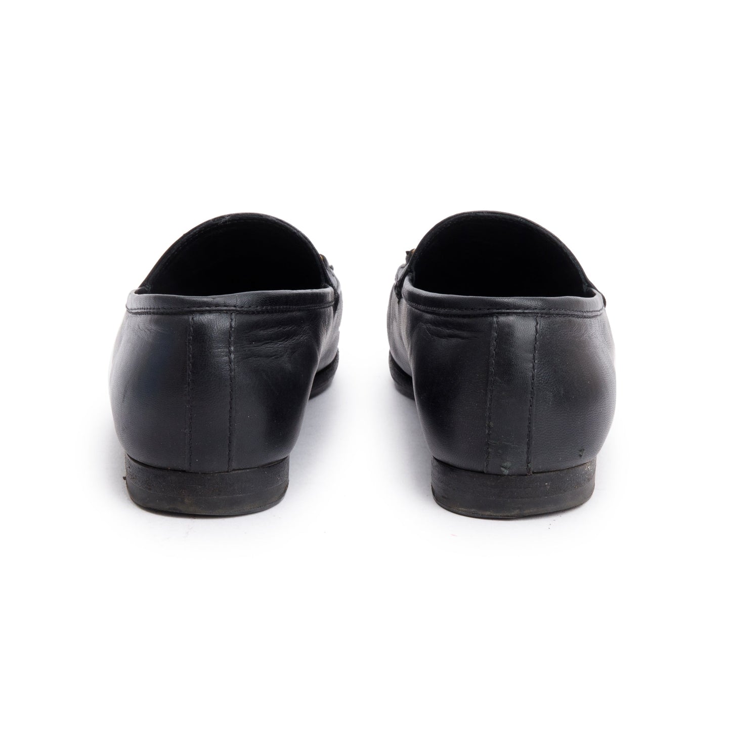 Gucci Black Leather Horsebit Accent Tiger Loafers, Size 6.5