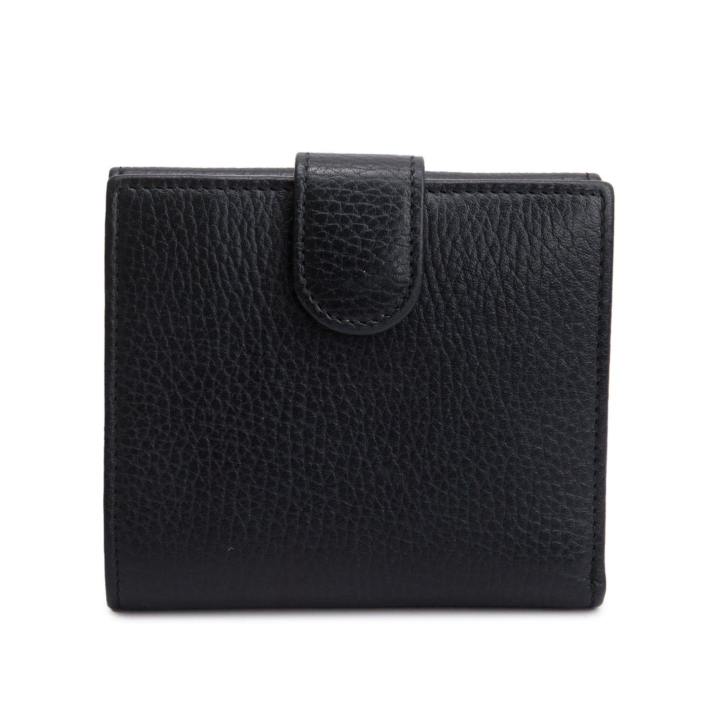 Gucci Black Leather Interlocking G Logo Compact Wallet