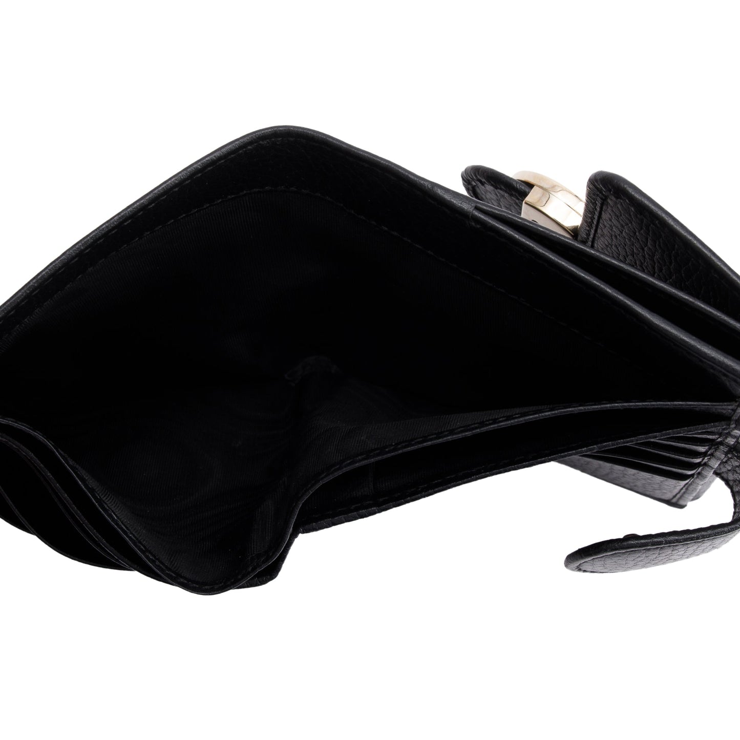 Gucci Black Leather Interlocking G Logo Compact Wallet