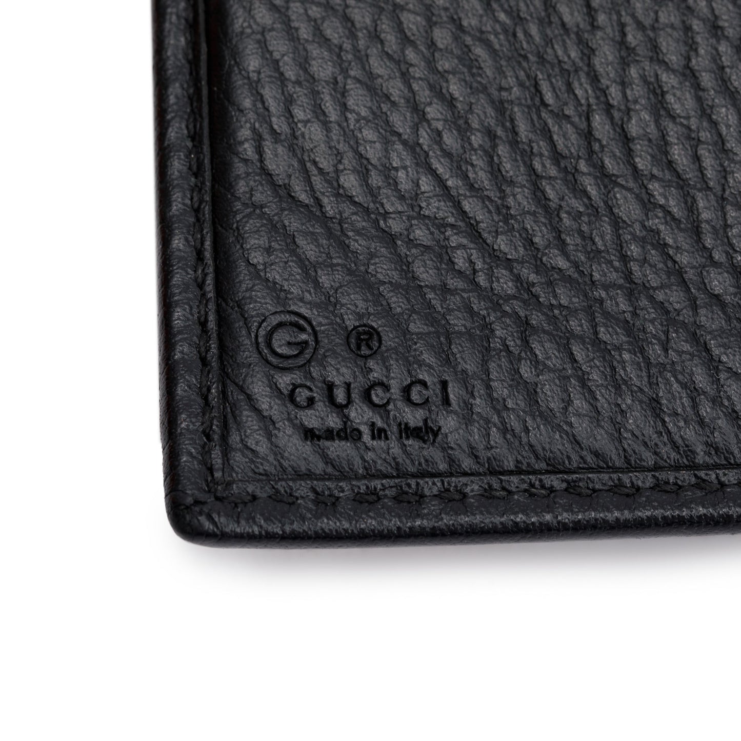 Gucci Black Leather Interlocking G Logo Compact Wallet