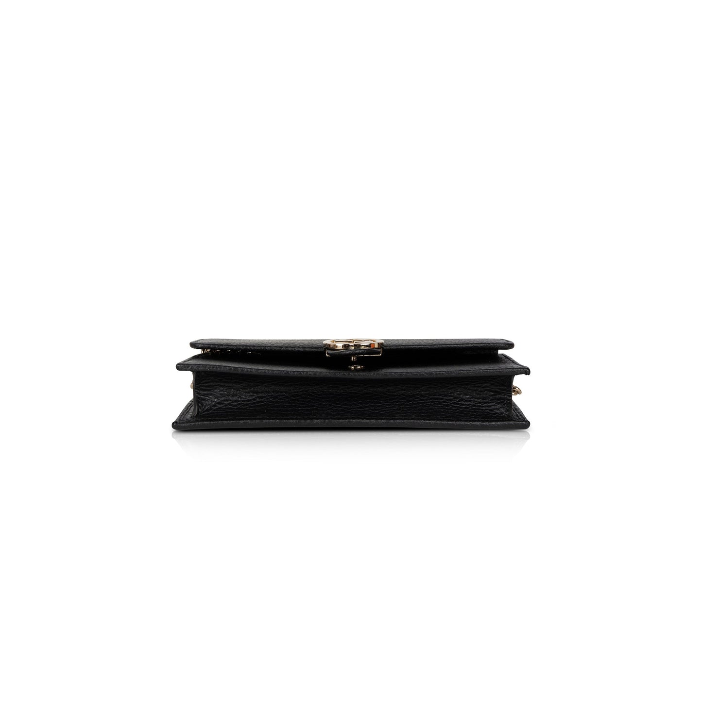 Gucci Black Leather Interlocking G Wallet on Chain