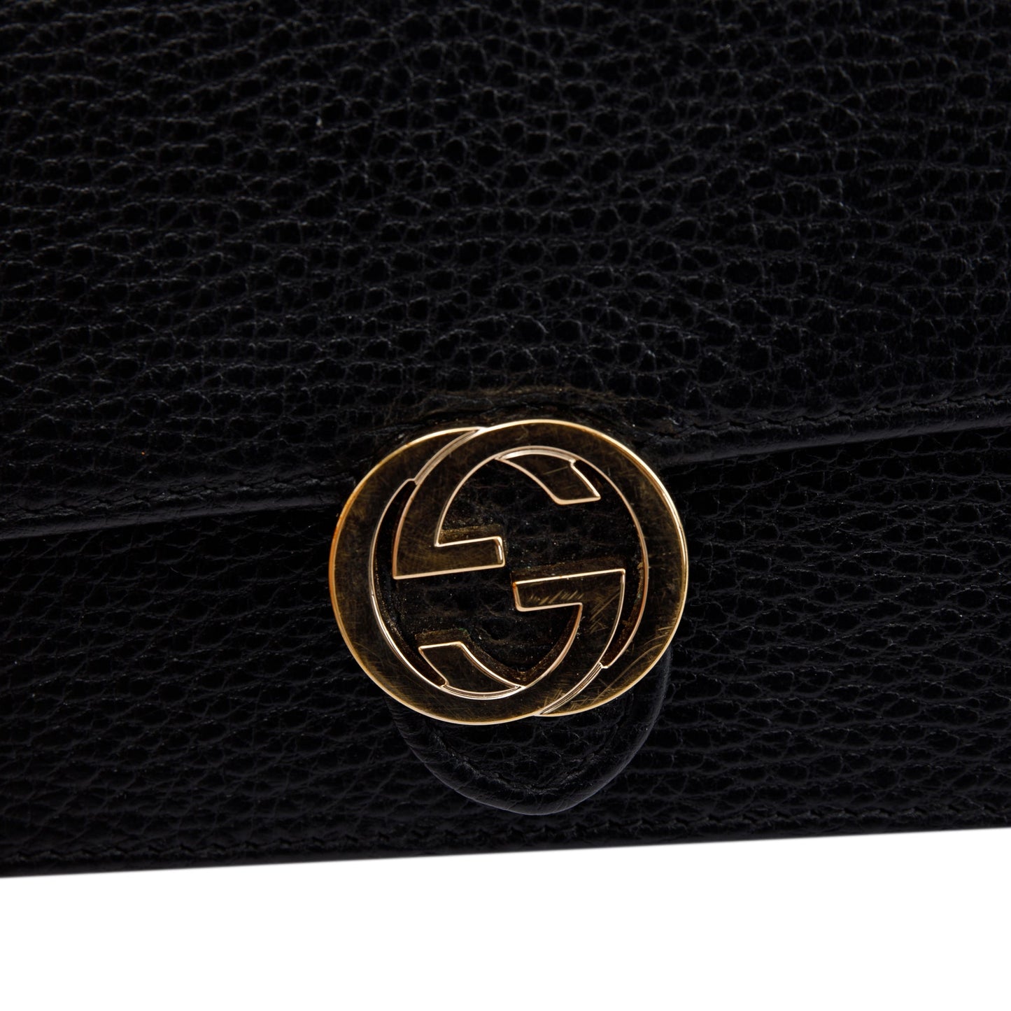 Gucci Black Leather Interlocking G Wallet on Chain