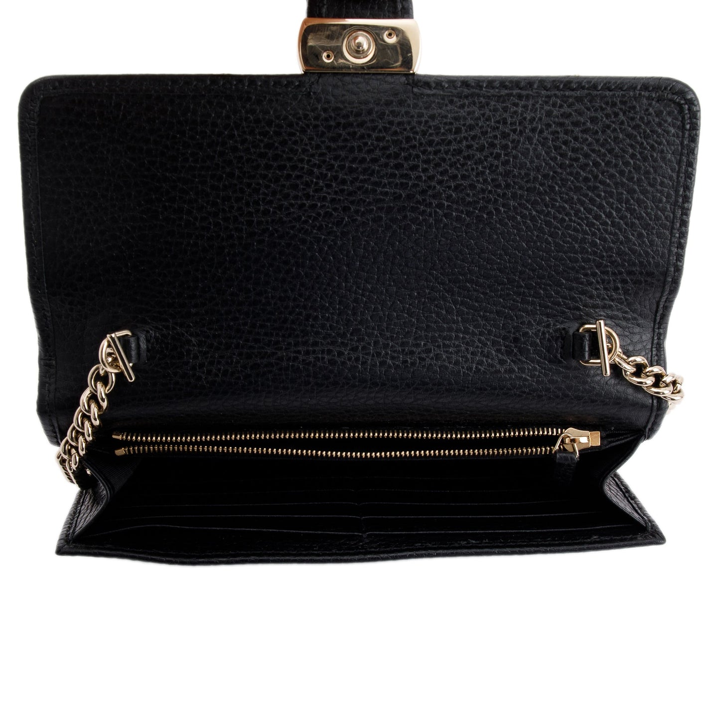 Gucci Black Leather Interlocking G Wallet on Chain