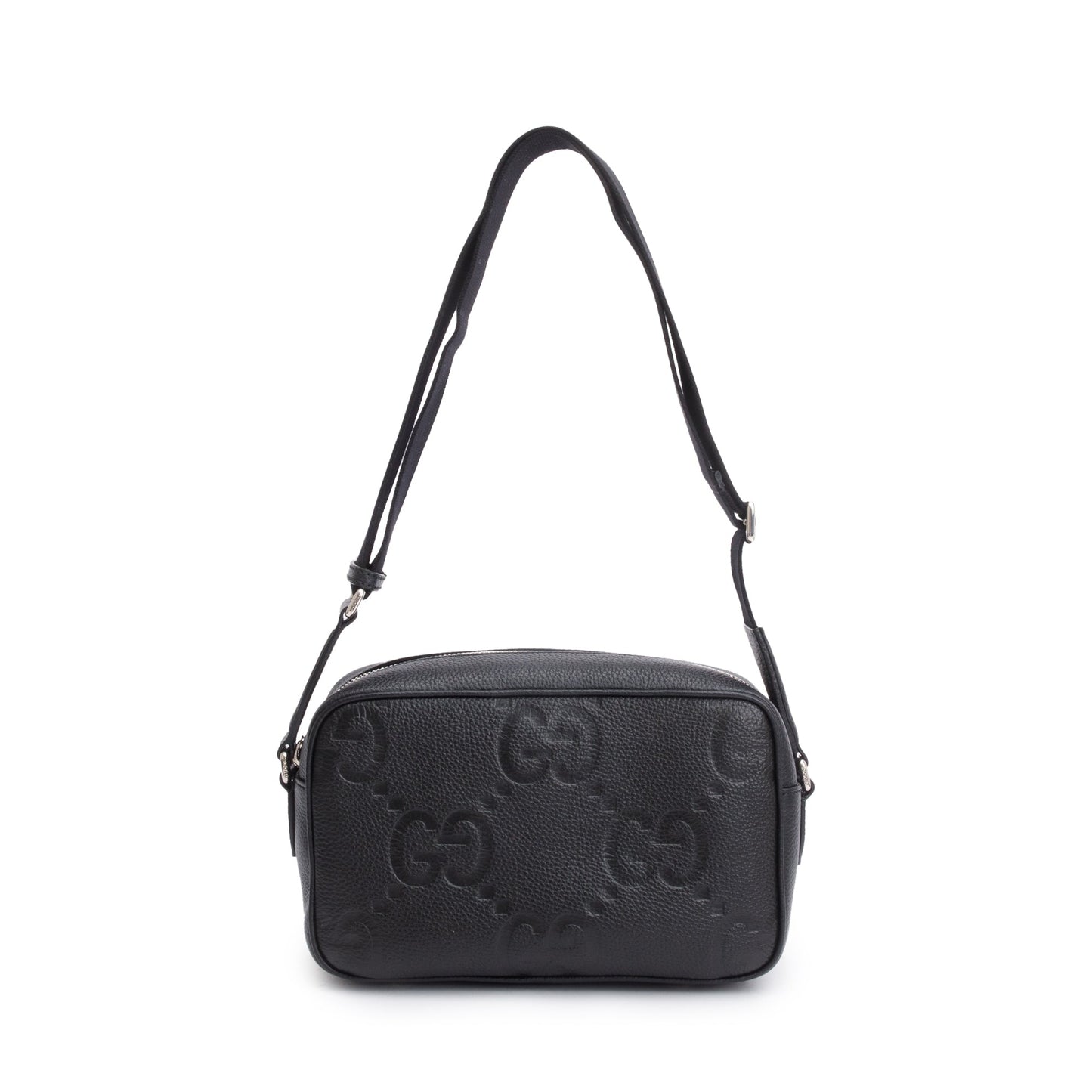 Gucci Black Leather Jumbo GG Medium Messenger Bag