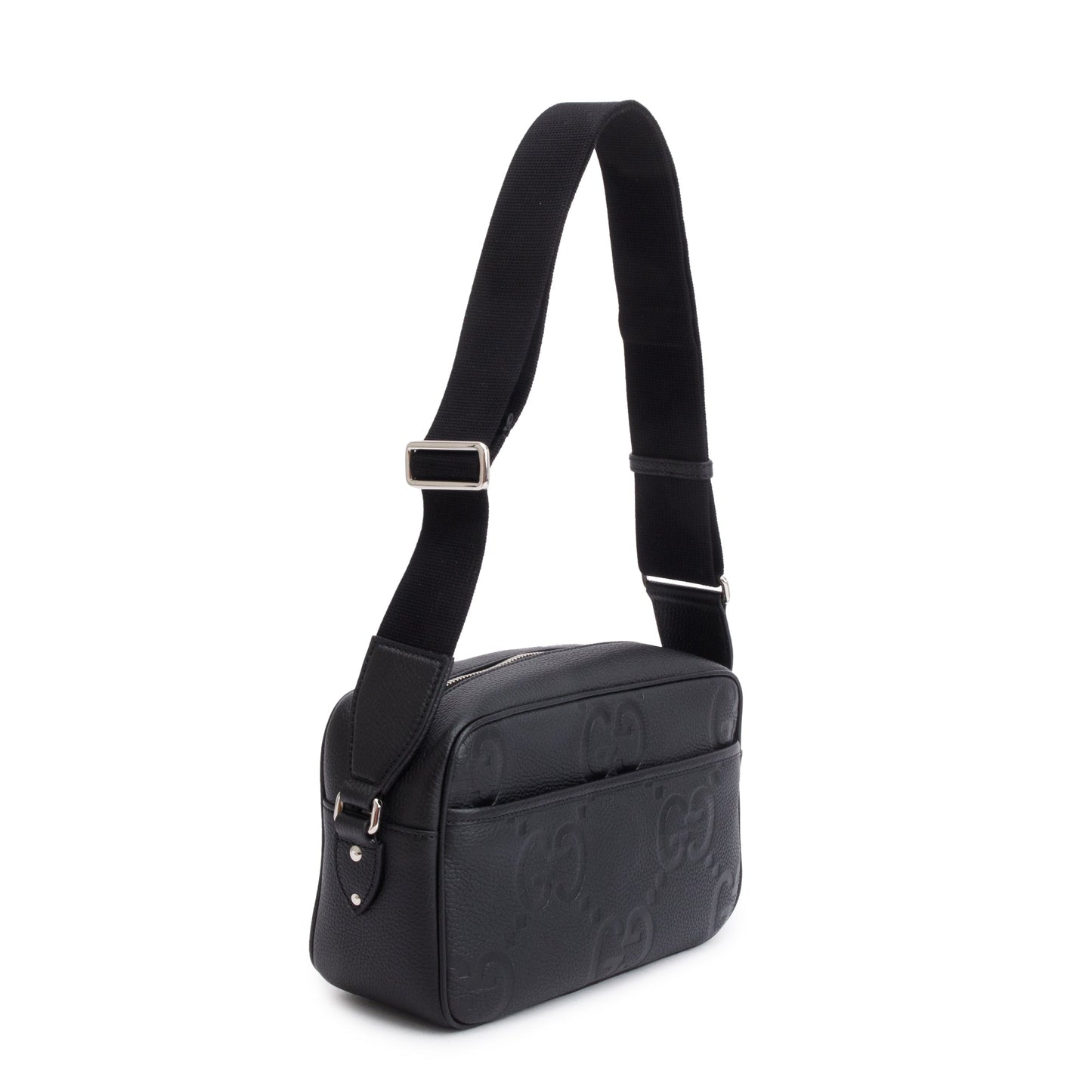 Gucci Black Leather Jumbo GG Medium Messenger Bag