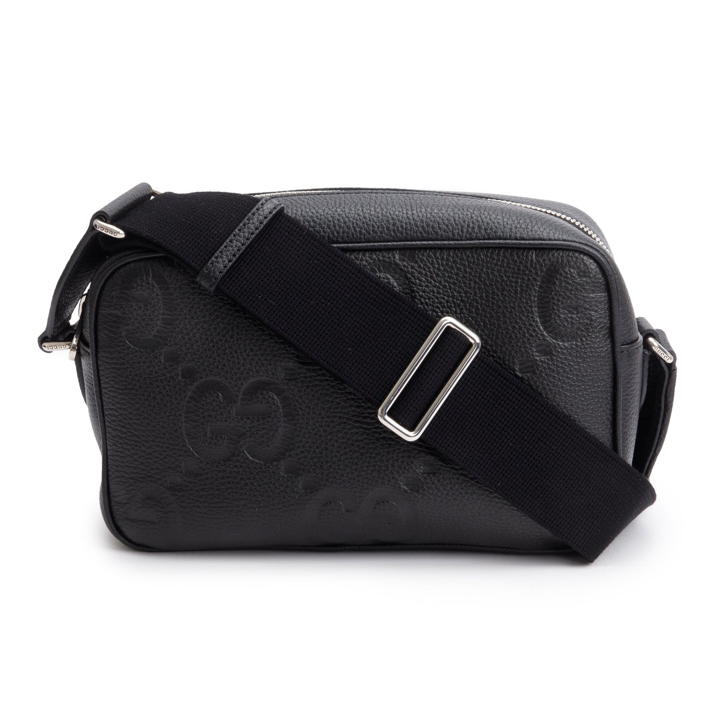 Gucci Black Leather Jumbo GG Medium Messenger Bag