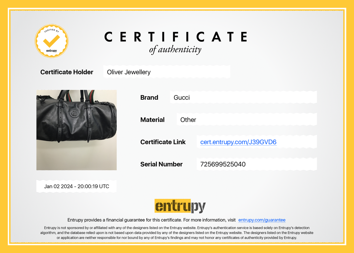 Gucci Black Leather Large Duffle Bag with Tonal Double G