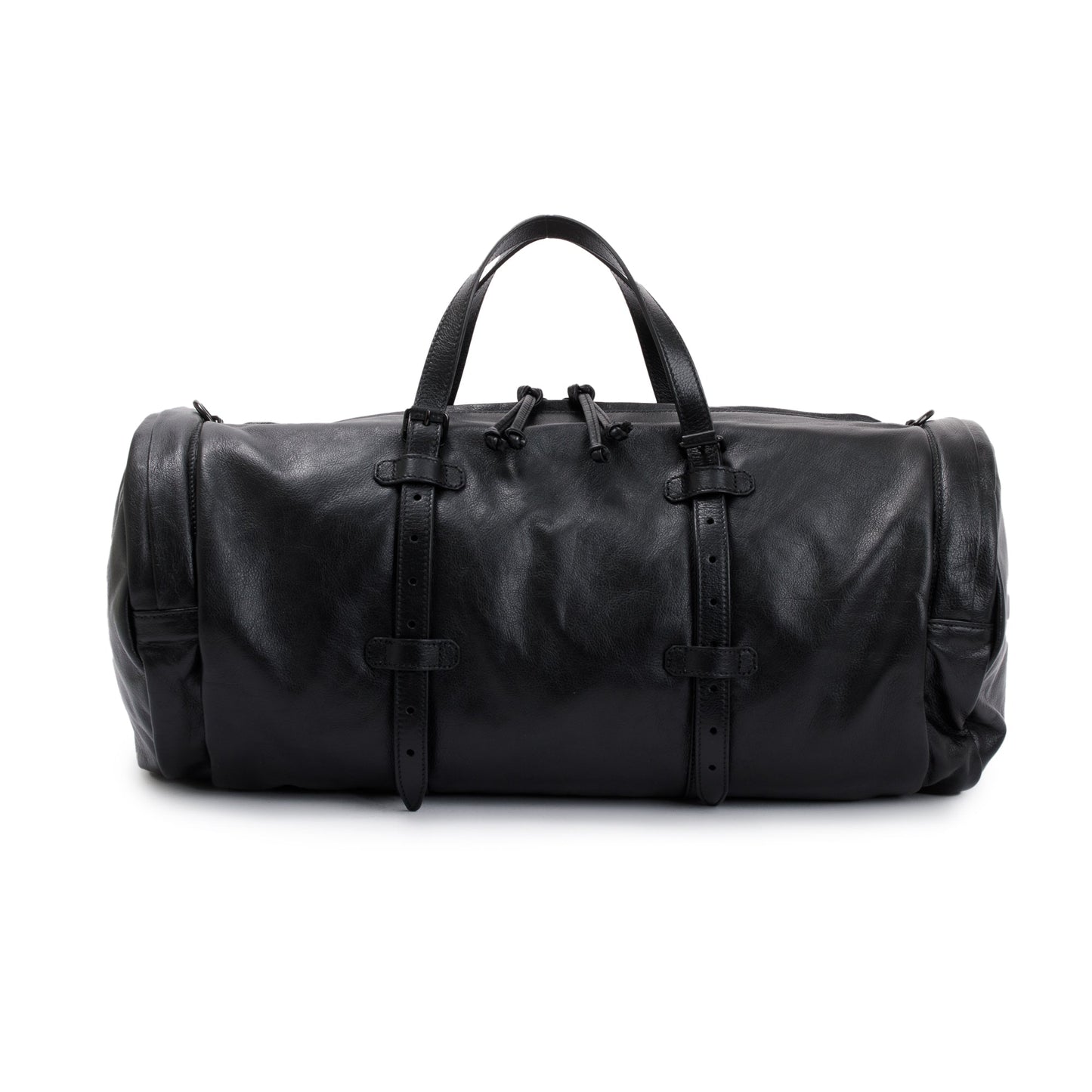 Gucci Black Leather Large Duffle Bag with Tonal Double G