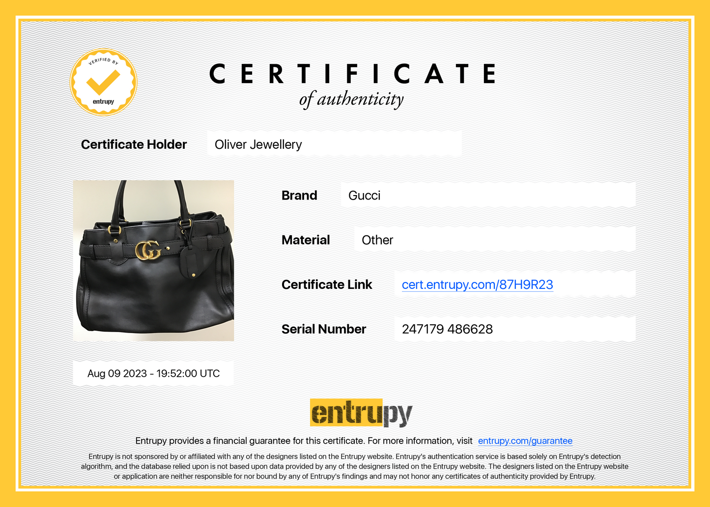 Gucci Black Leather Large GG Running Tote