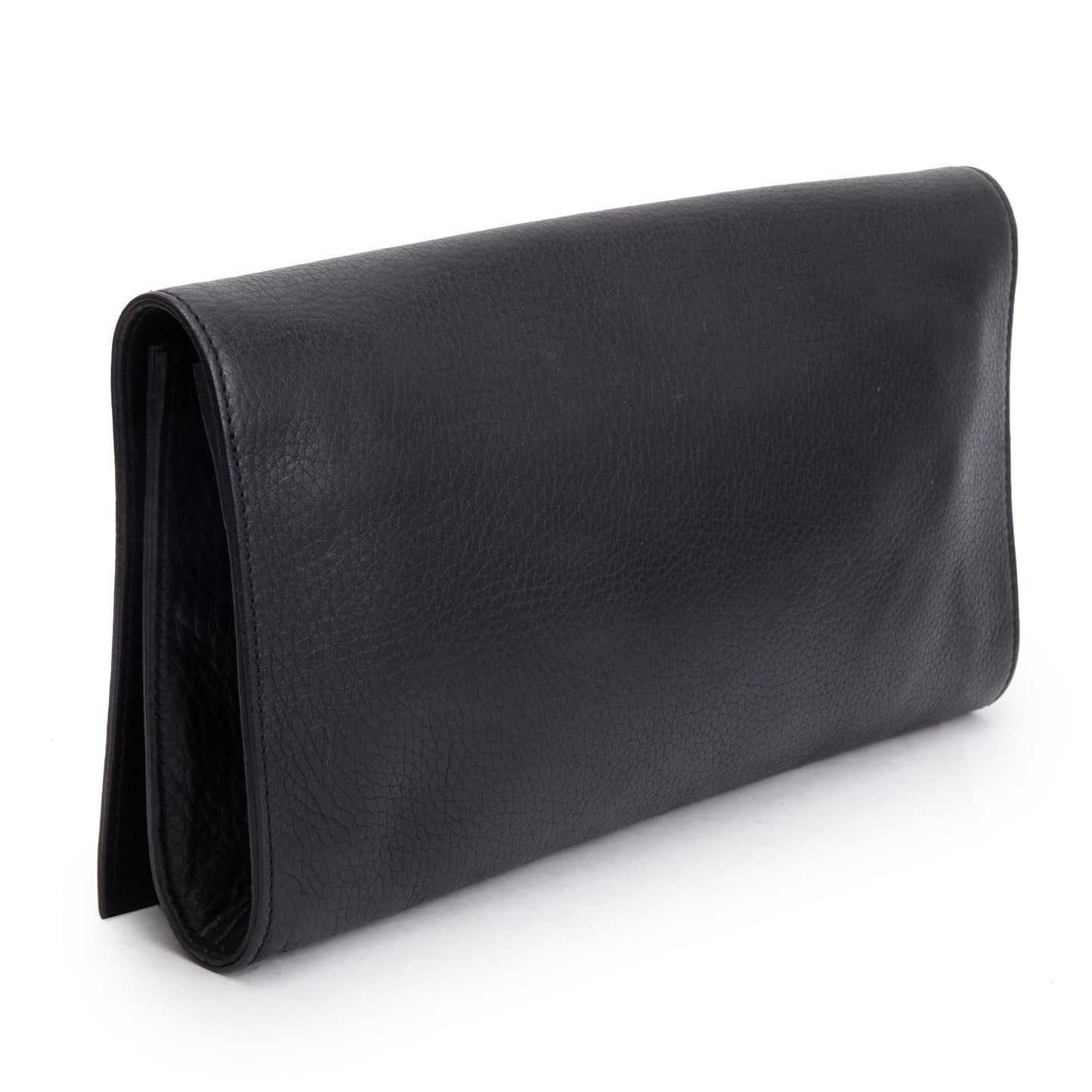 Gucci Black Leather Medium GG Soho Tassel Clutch Bag