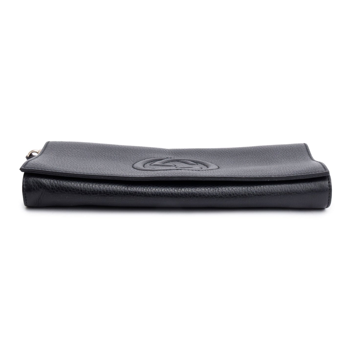 Gucci Black Leather Medium GG Soho Tassel Clutch Bag