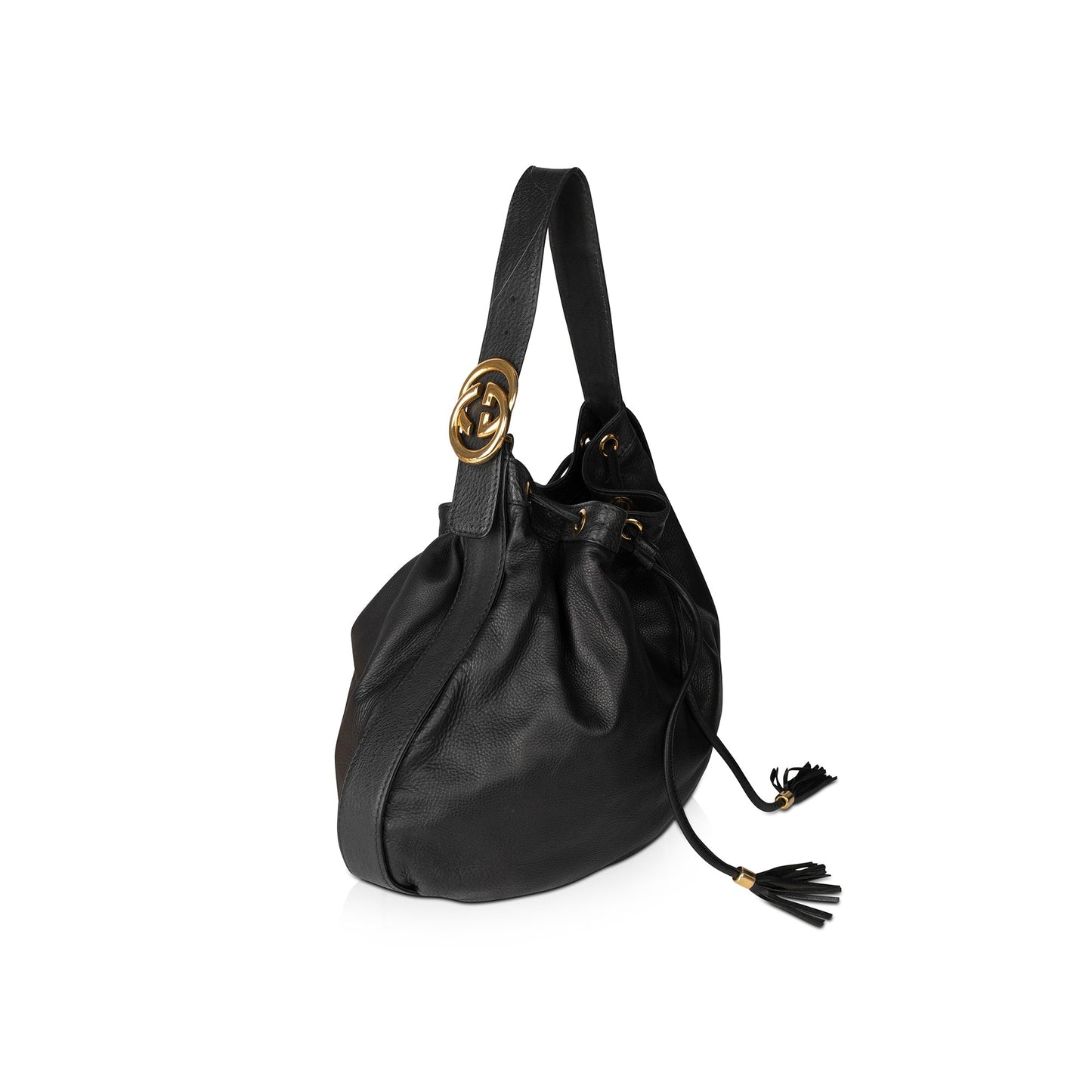 Gucci Black Leather Medium Icon Hobo Bag