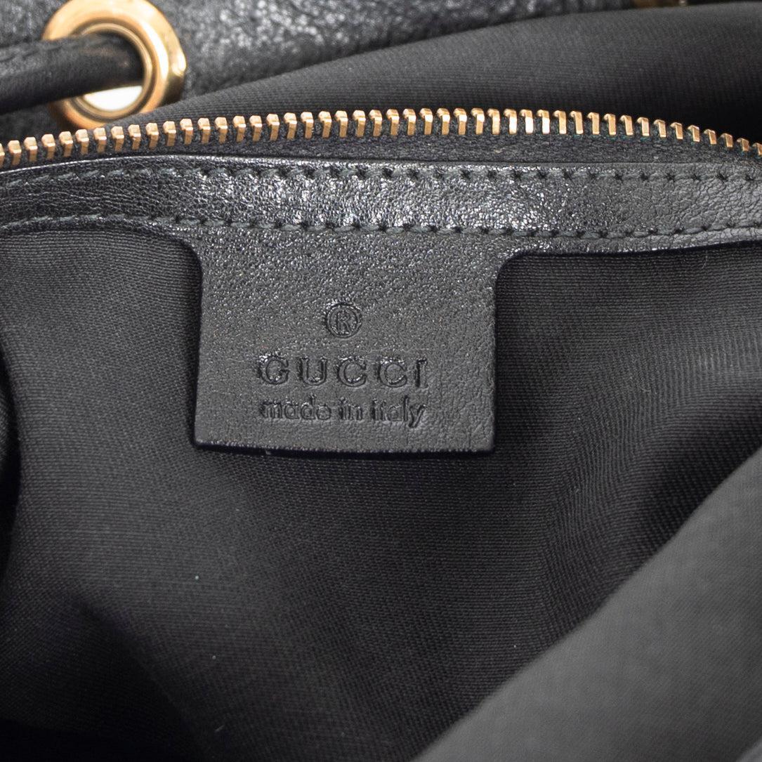 Gucci Black Leather Medium Icon Hobo Bag