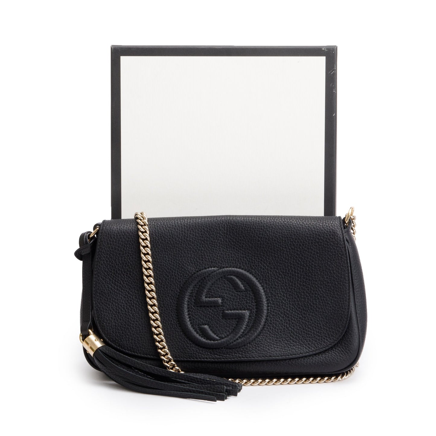 Gucci Black Leather Medium Soho Chain Crossbody Bag