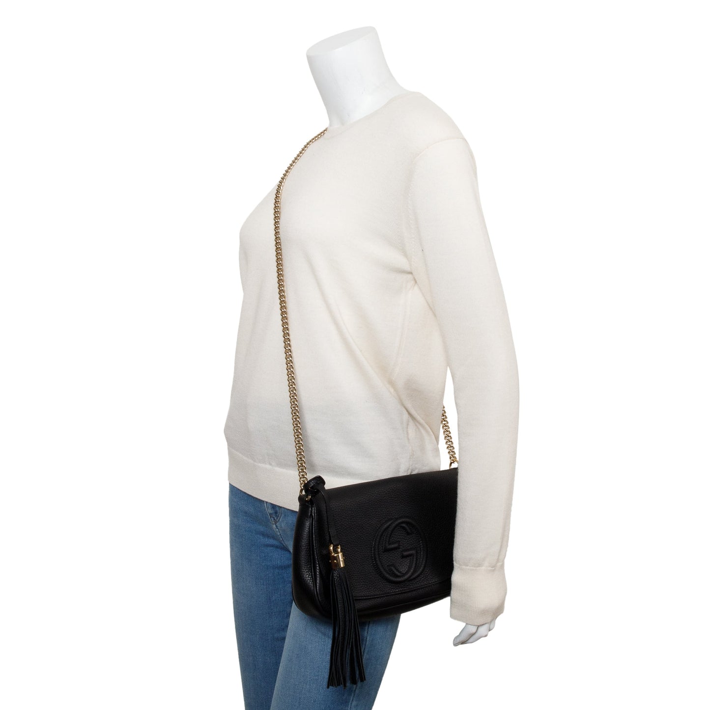 Gucci Black Leather Medium Soho Chain Crossbody Bag