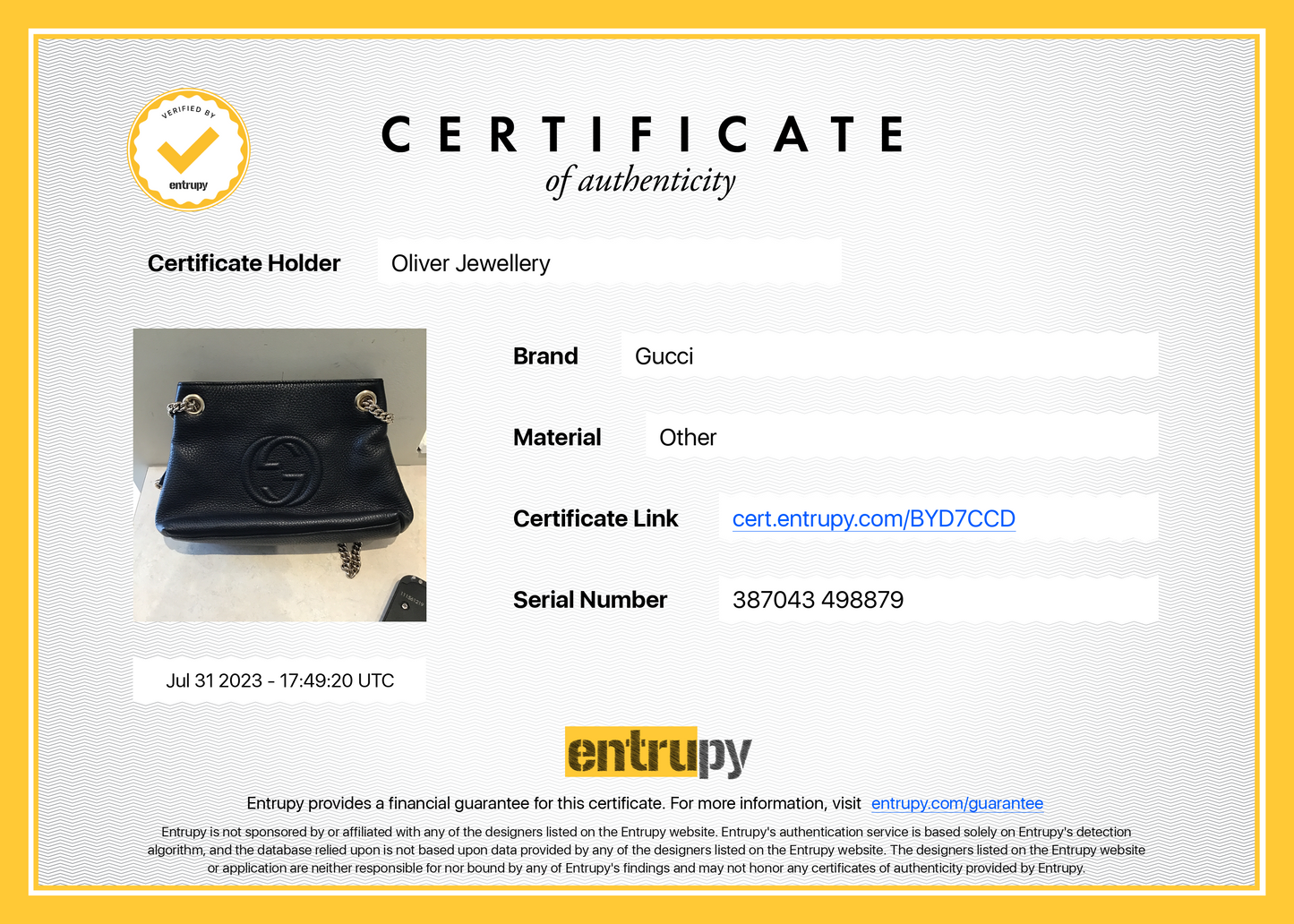 Gucci Black Leather Mini Soho Chain Tote