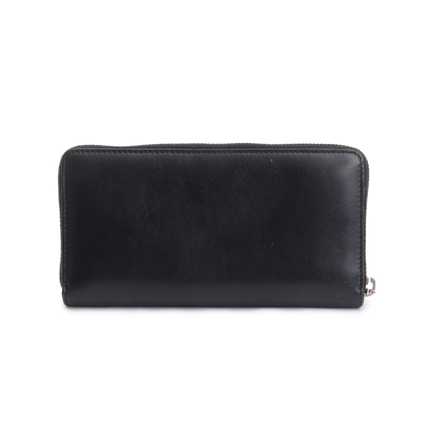 Gucci Black Leather Rainbow Blade Logo Continental Zip Wallet