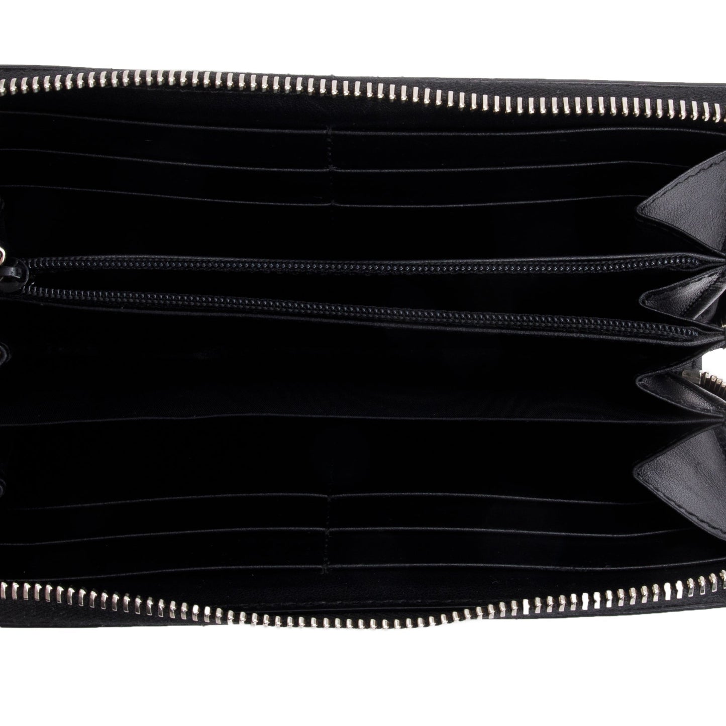 Gucci Black Leather Rainbow Blade Logo Continental Zip Wallet