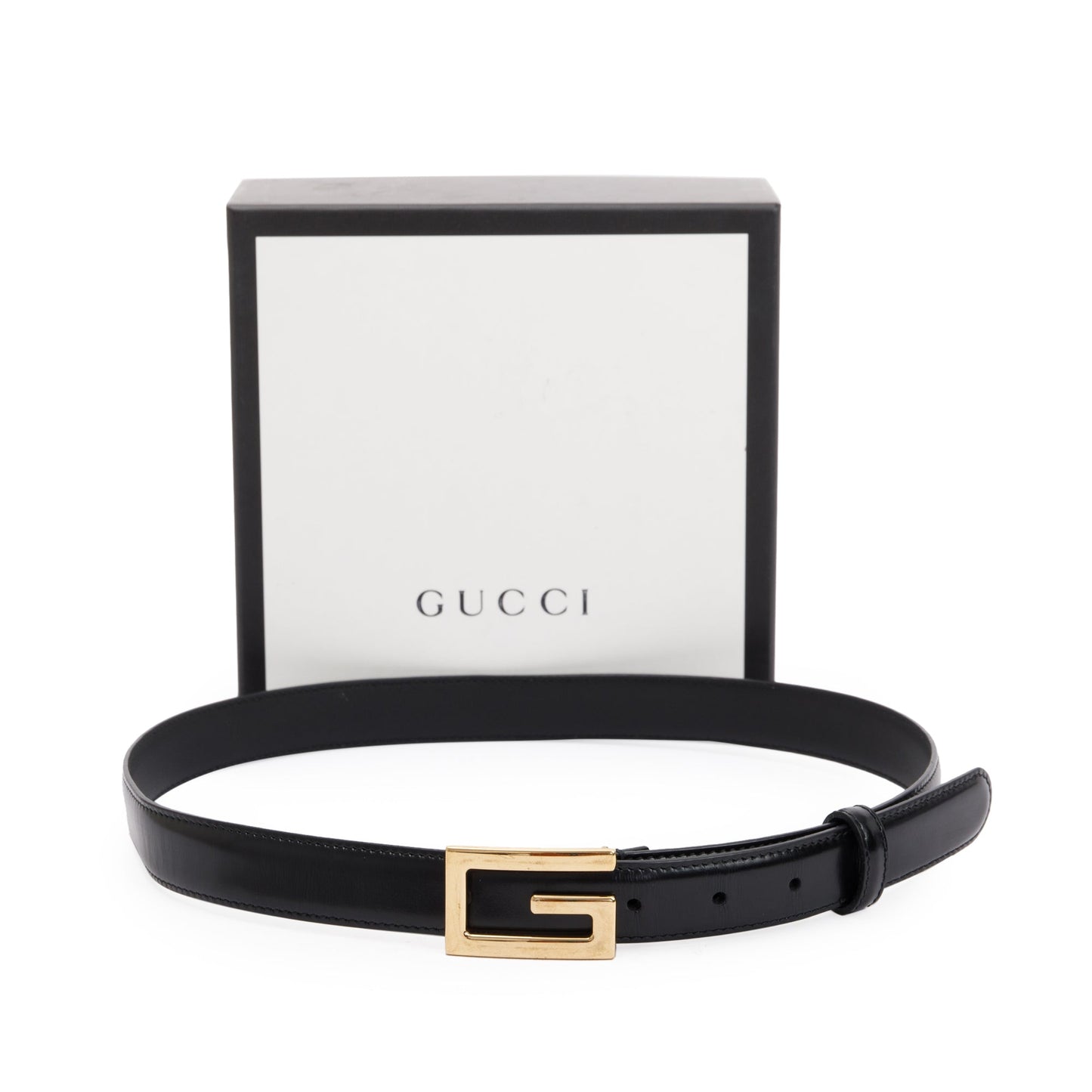 Gucci Black Leather Reversible Belt with Square G Buckle 80 32