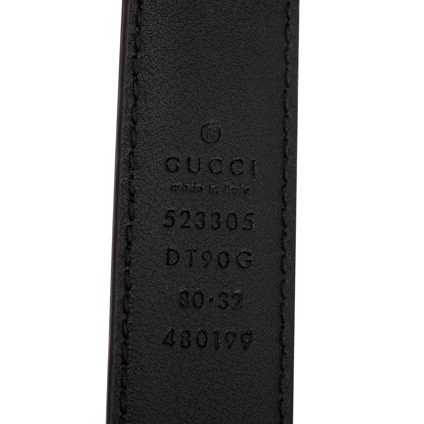 Gucci Black Leather Reversible Belt with Square G Buckle 80 32