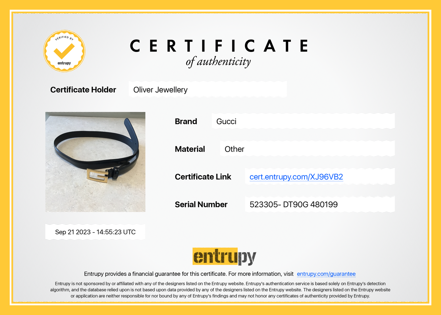Gucci Black Leather Reversible Belt with Square G Buckle 80 32