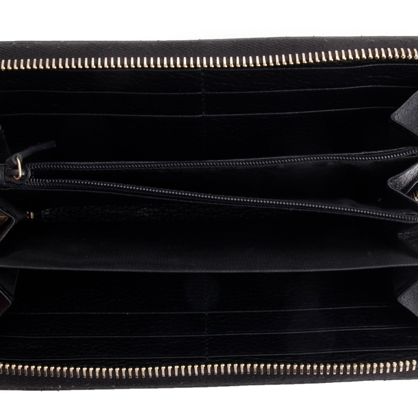 Gucci Black Leather Soho GG Logo Continental Zip Around Wallet