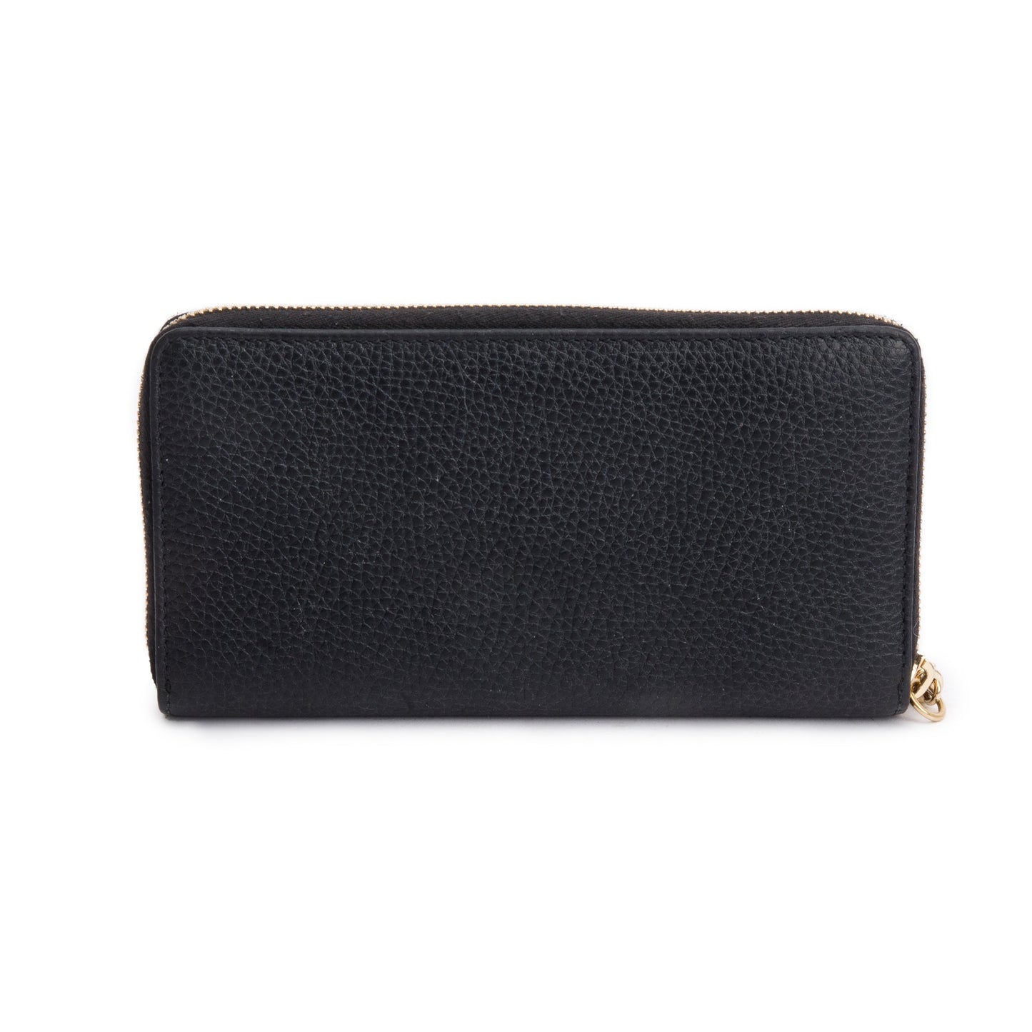 Gucci Black Leather Soho GG Logo Continental Zip Around Wallet