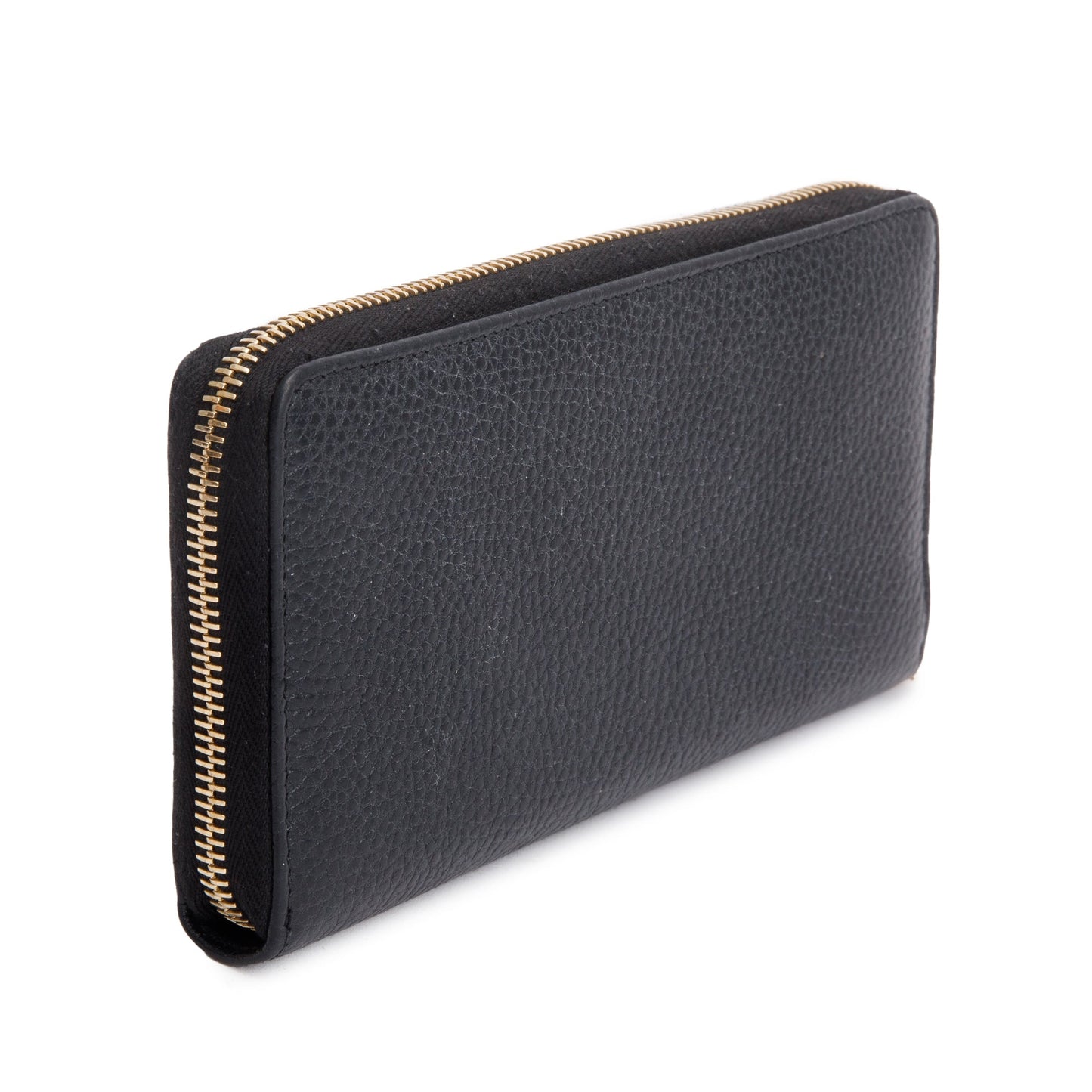 Gucci Black Leather Soho GG Logo Continental Zip Around Wallet