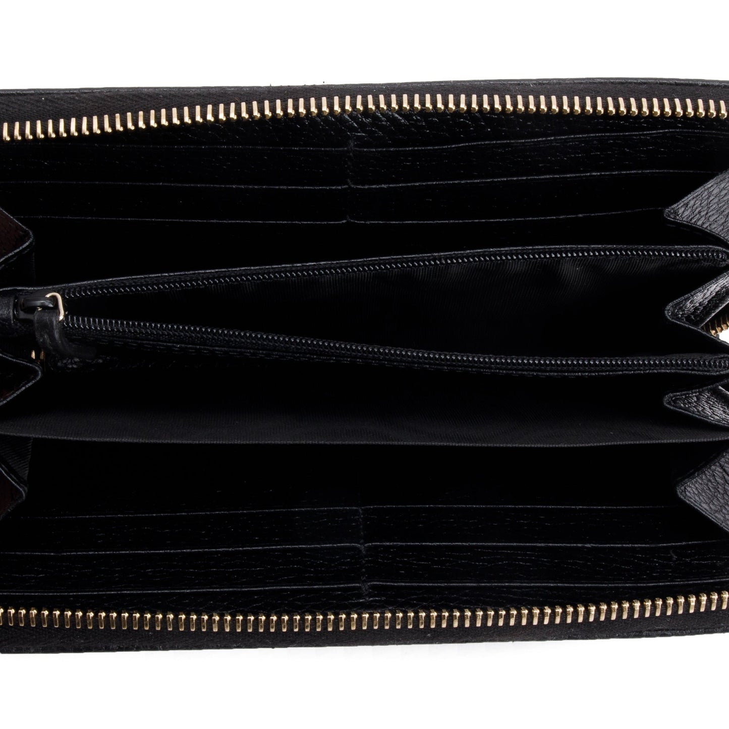 Gucci Black Leather Soho GG Logo Continental Zip Around Wallet