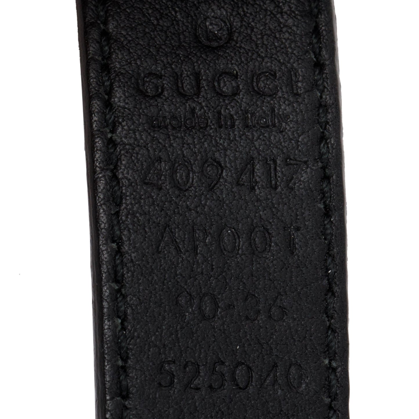 Gucci Black Leather Thin Belt with Double G Buckle, 90 36