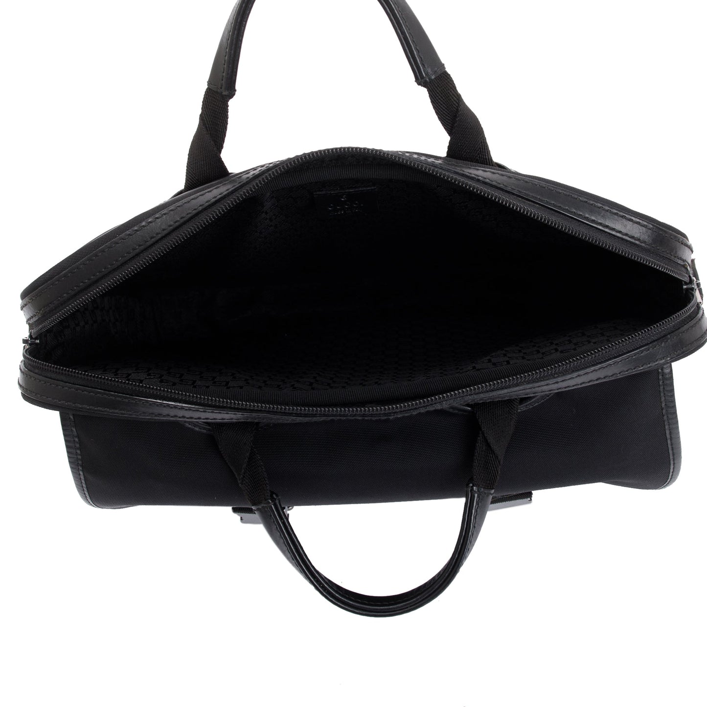 Gucci Black Leather Trimmed Canvas Briefcase
