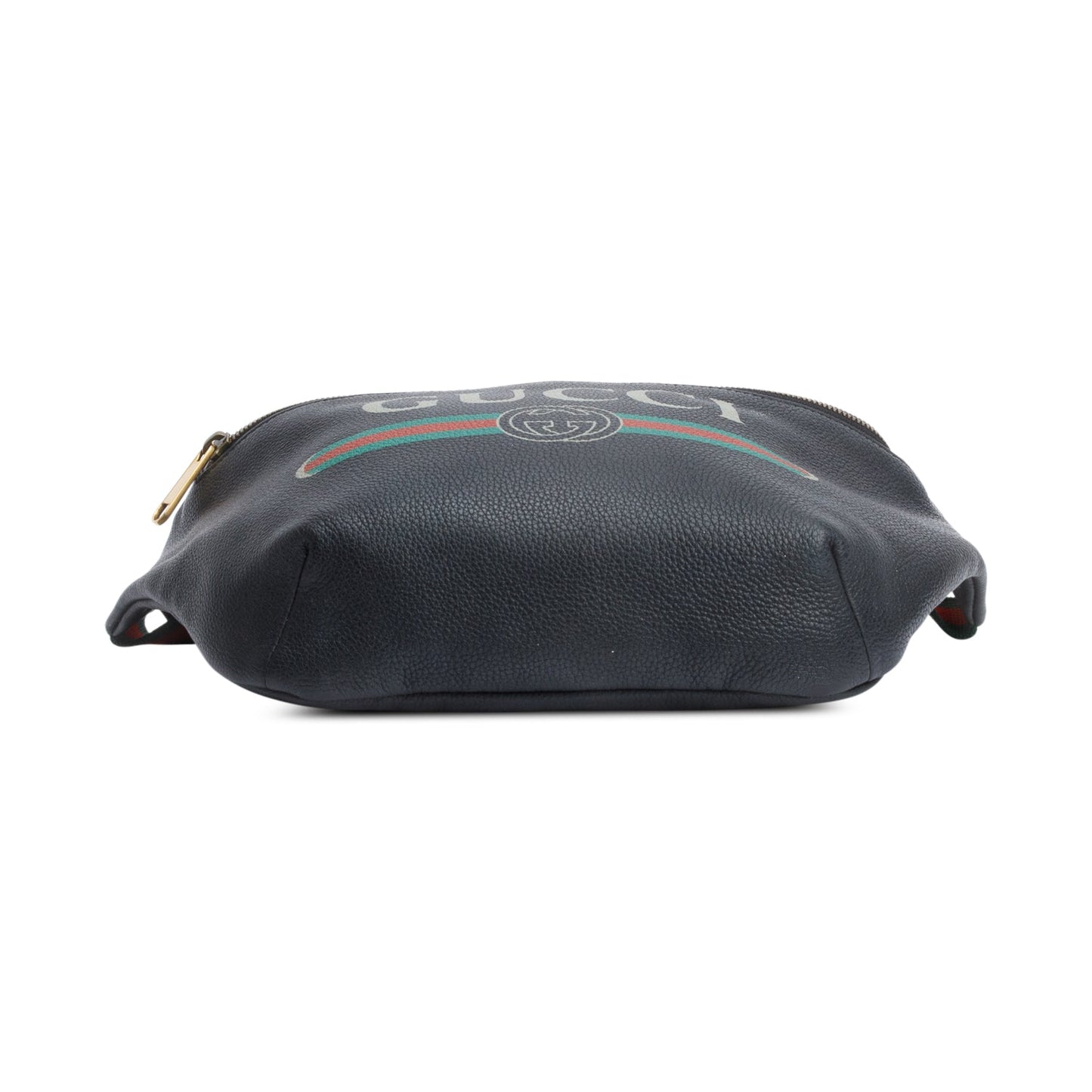 Gucci Black Logo Print Leather Large Belt Bag