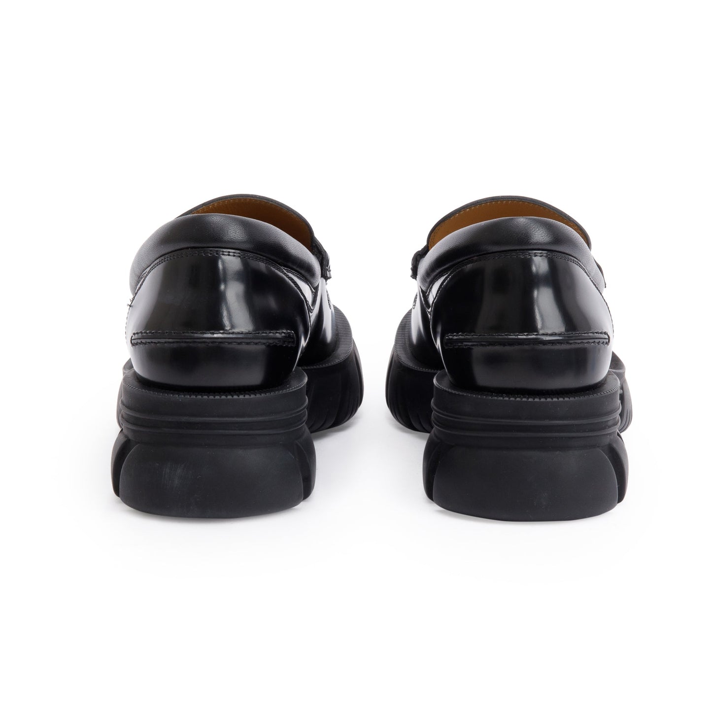 Gucci Black Magnum Calfskin Leather Horsebit Accent Samoa Platform Chunky Loafers, Size 5.5