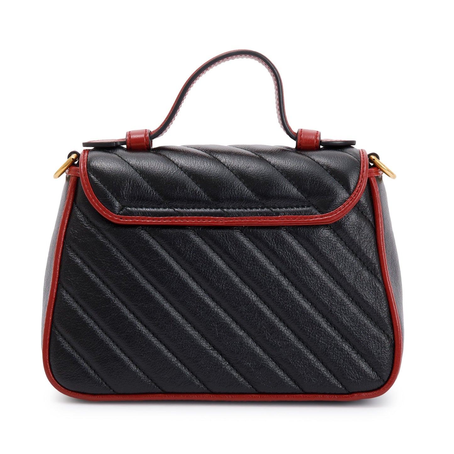 Gucci Black Matelasse Diagonal Mini Torchon GG Marmont Top Handle Bag