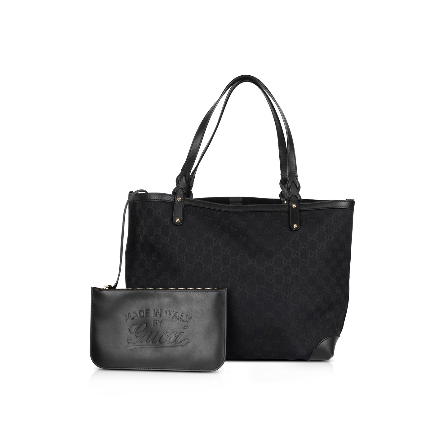 Gucci Black Medium GG Canvas Craft Tote