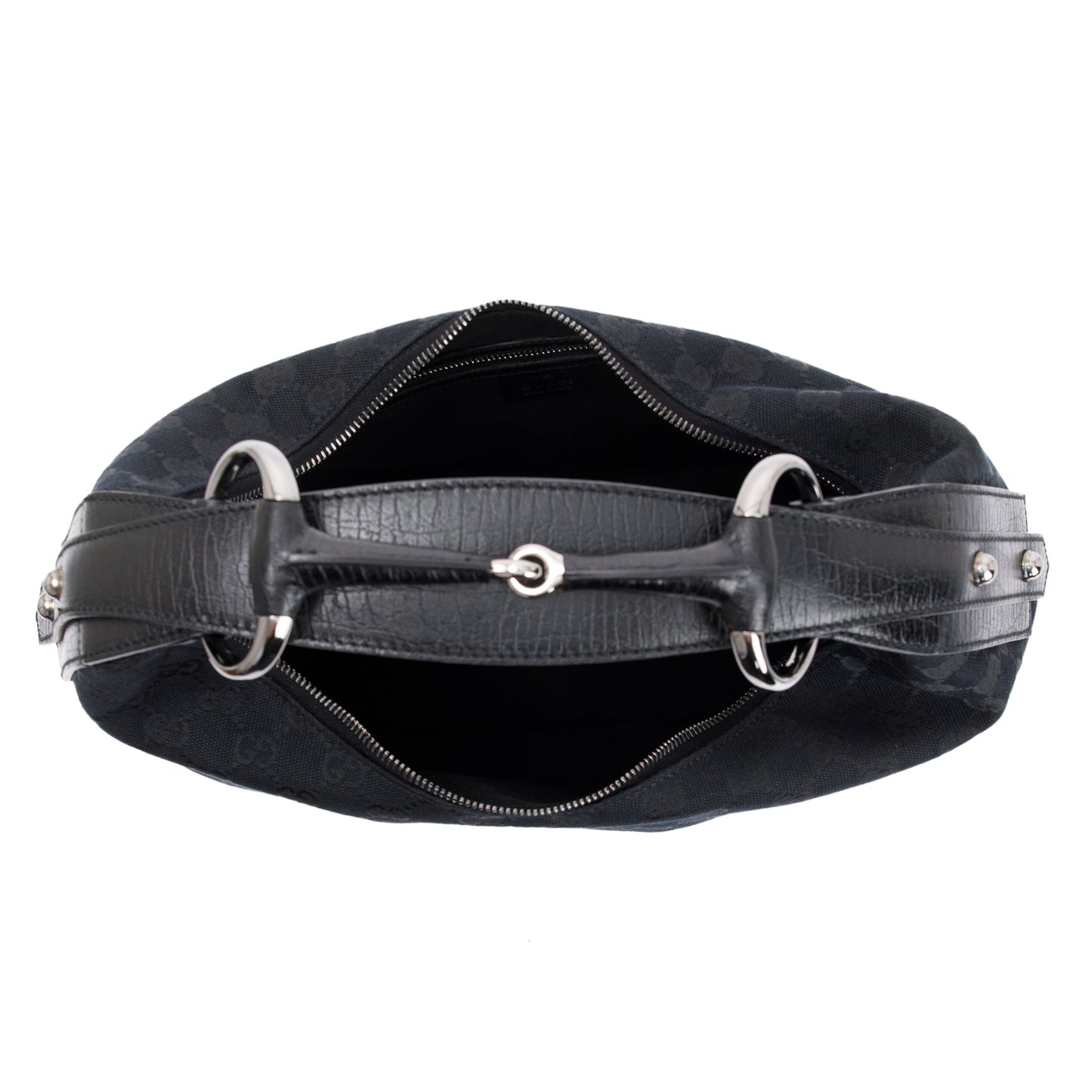 Gucci Black Medium GG Canvas Horsebit Hobo