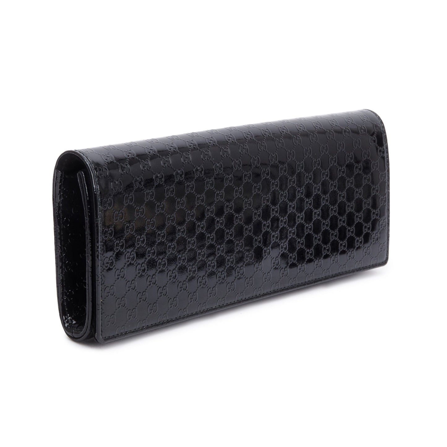 Gucci Black Microguccissima Patent Leather Broadway Clutch