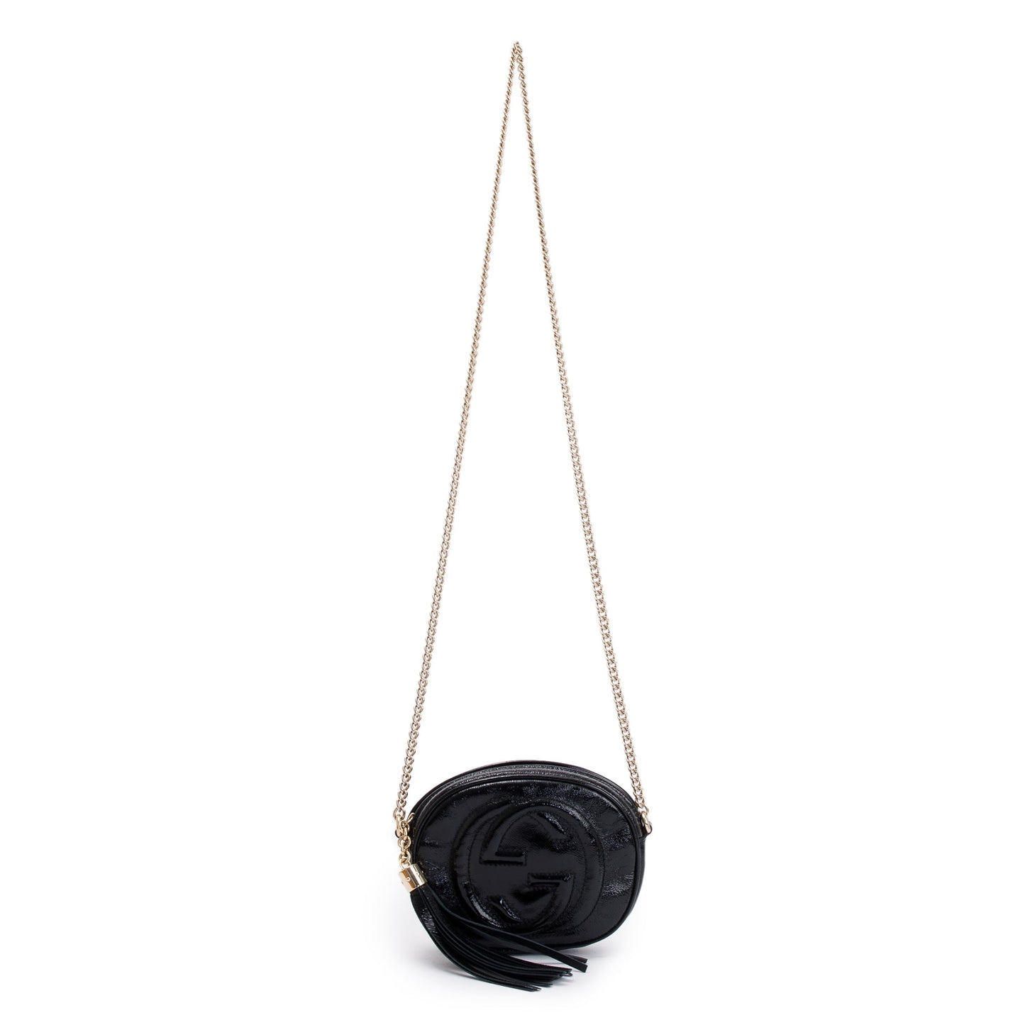 Gucci Black Patent Leather Mini Soho Chain Crossbody Bag