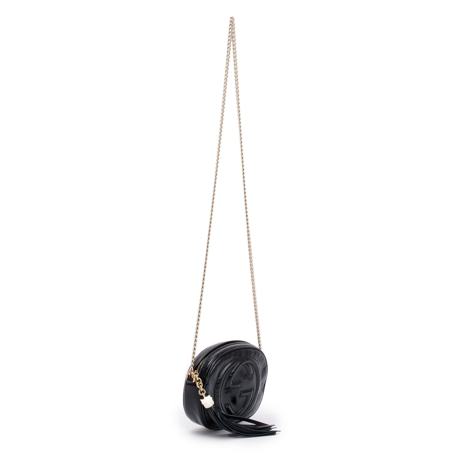 Gucci Black Patent Leather Mini Soho Chain Crossbody Bag