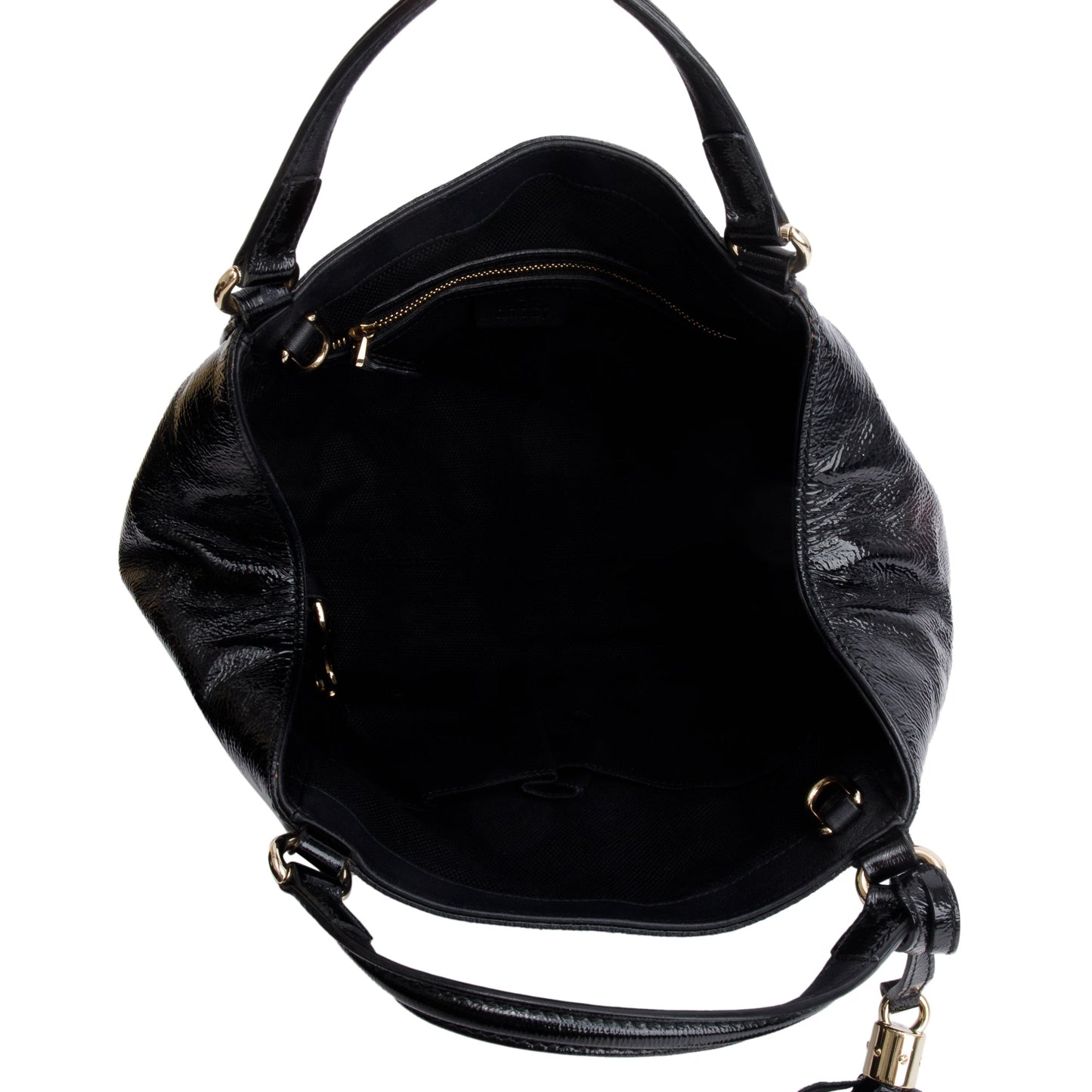 Gucci Black Patent Leather Small Convertible Soho Hobo Bag