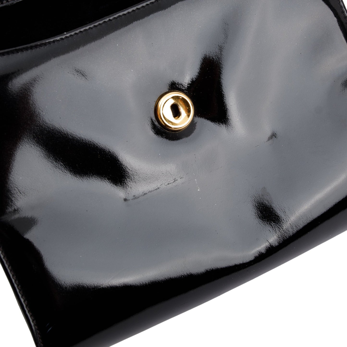 Gucci Black Patent Leather Vintage Crossbody Flap Bag