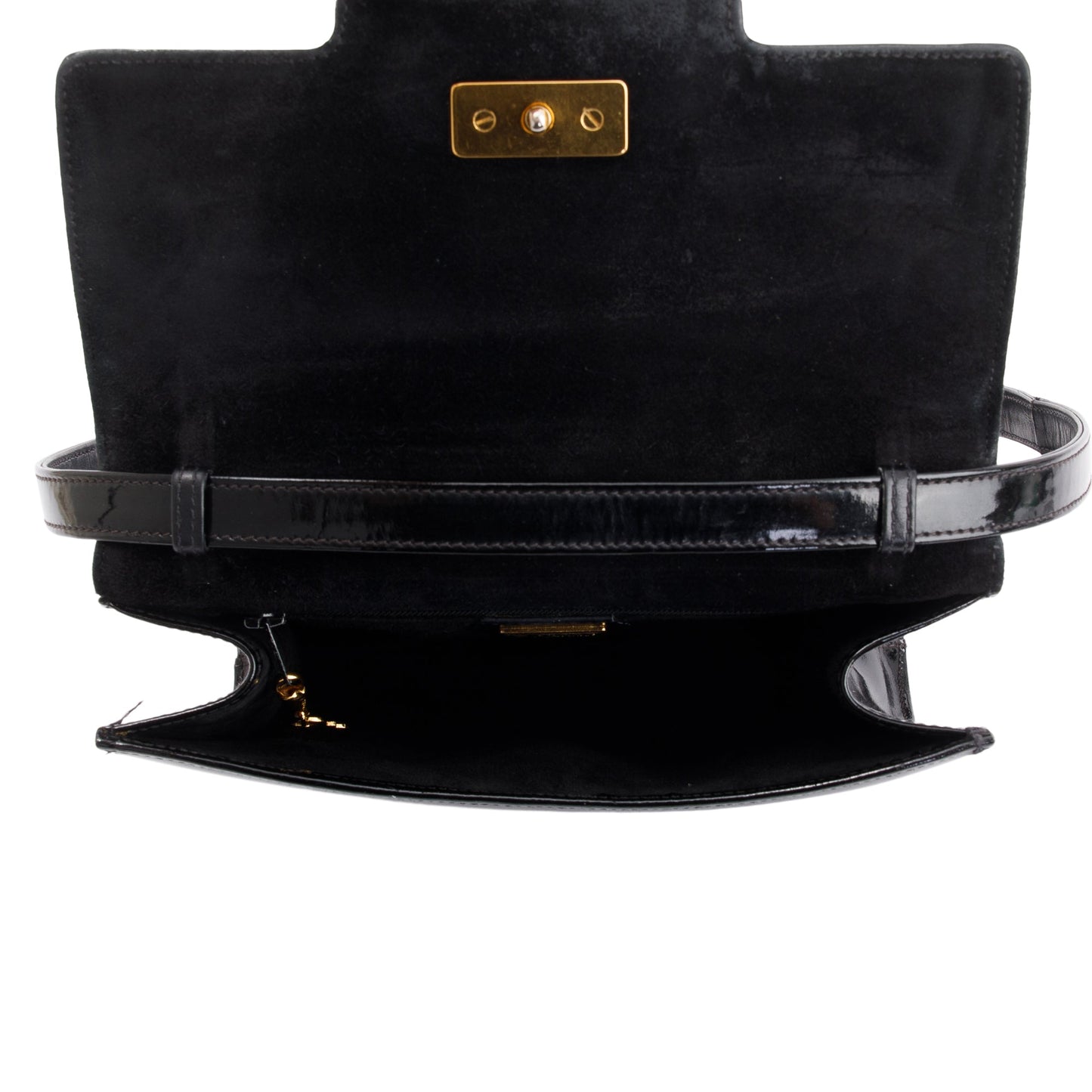Gucci Black Patent Leather Vintage Crossbody Flap Bag
