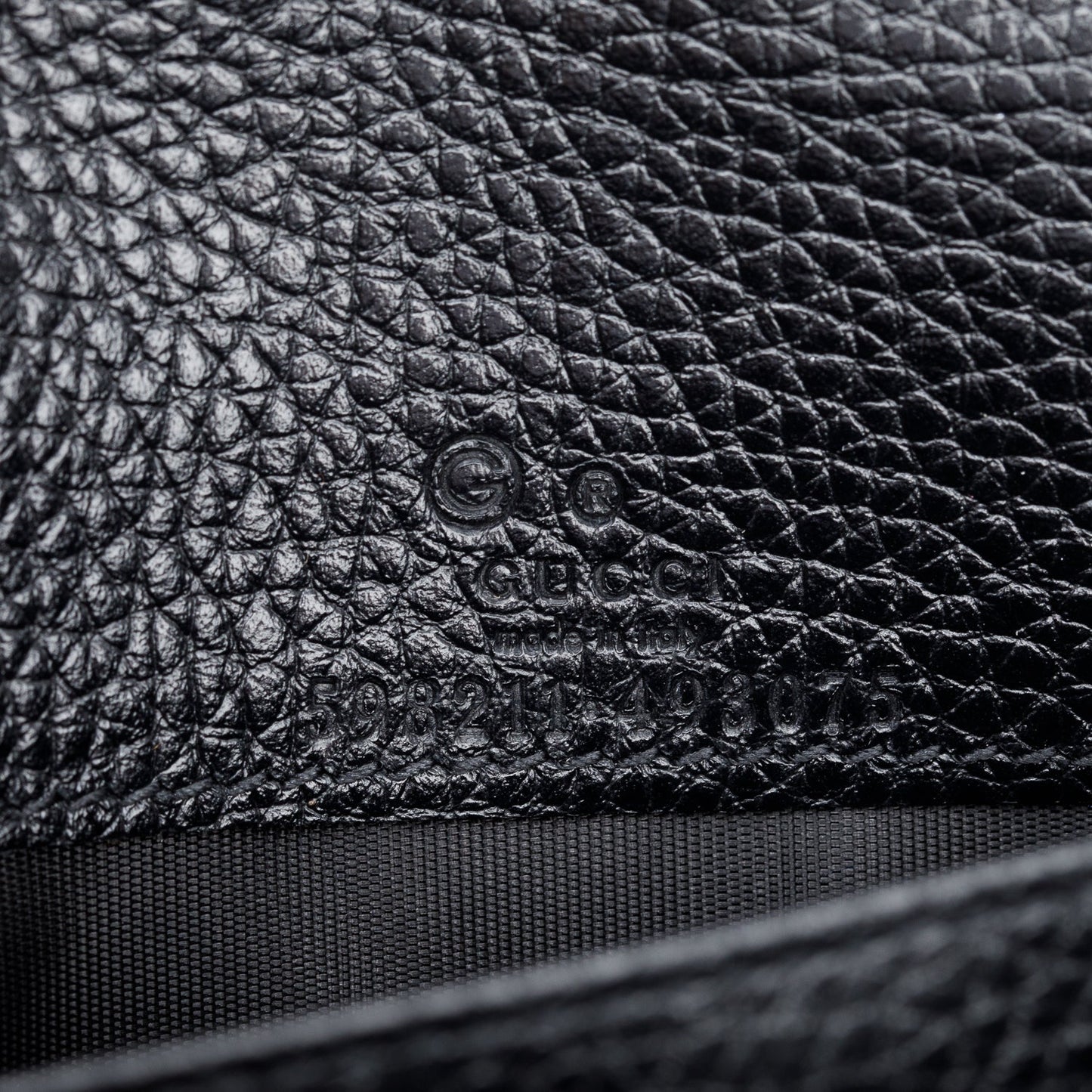 Gucci Black Pebbled Calfskin Soho Wallet On Chain