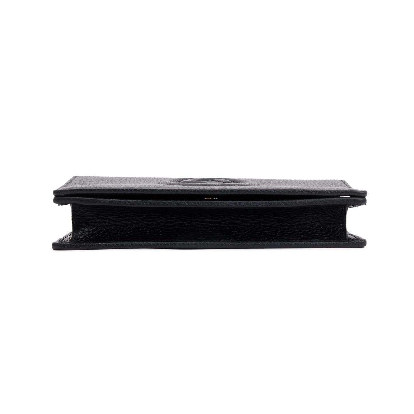 Gucci Black Pebbled Calfskin Soho Wallet On Chain