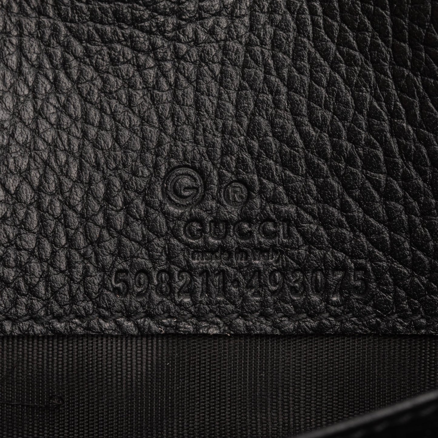 Gucci Black Pebbled Calfskin Soho Wallet On Chain