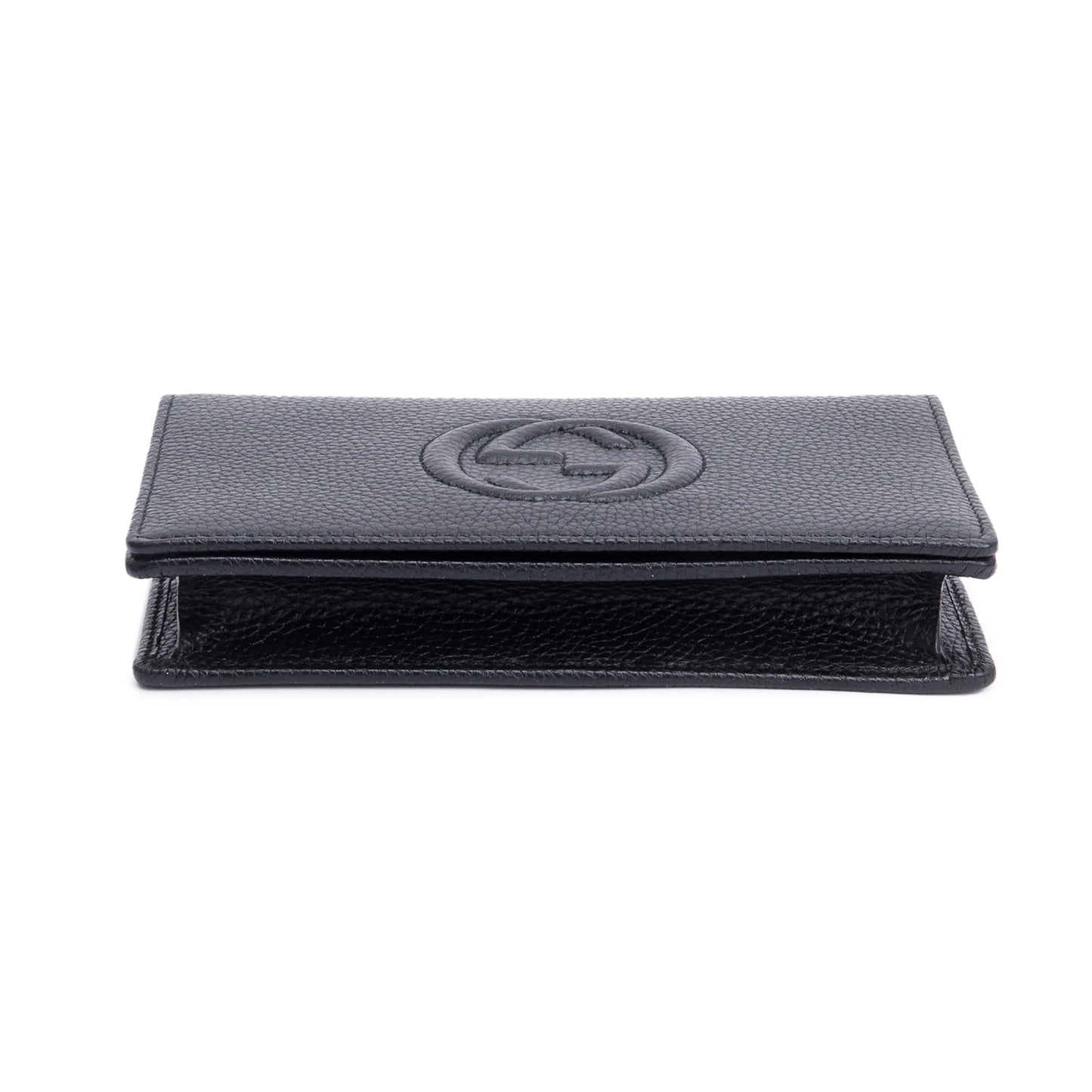 Gucci Black Pebbled Calfskin Soho Wallet On Chain