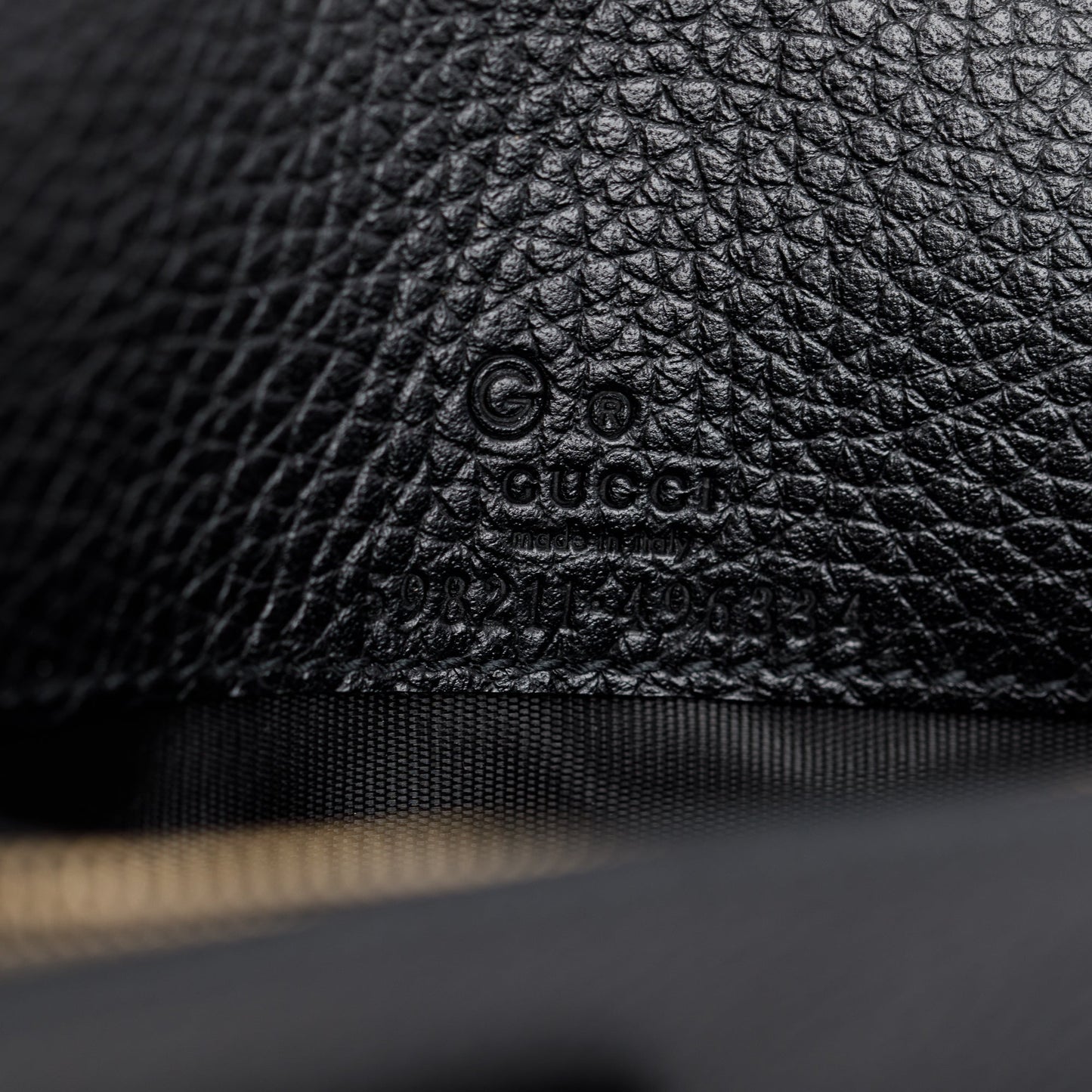 Gucci Black Pebbled Calfskin Soho Wallet On Chain
