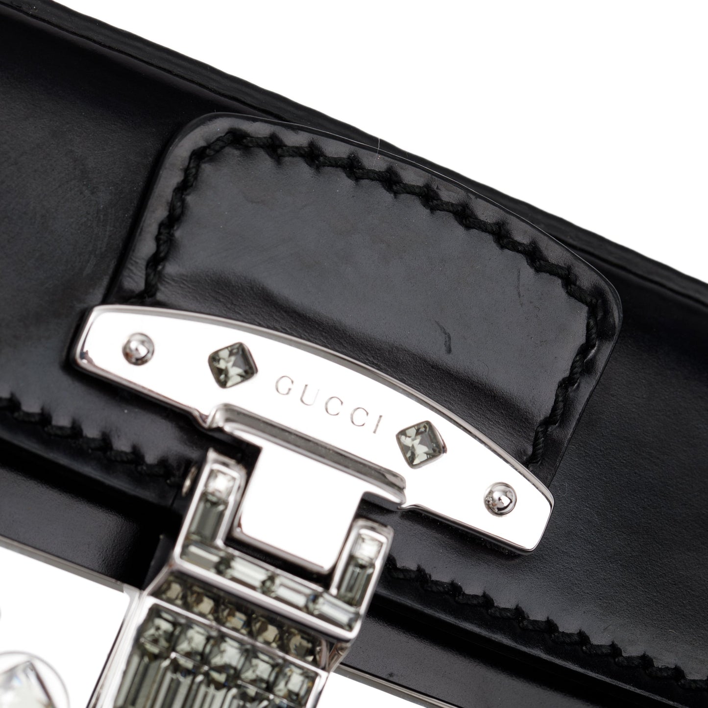 Gucci Black Regent Calfskin Leather Lady Lock Small Briefcase Clutch